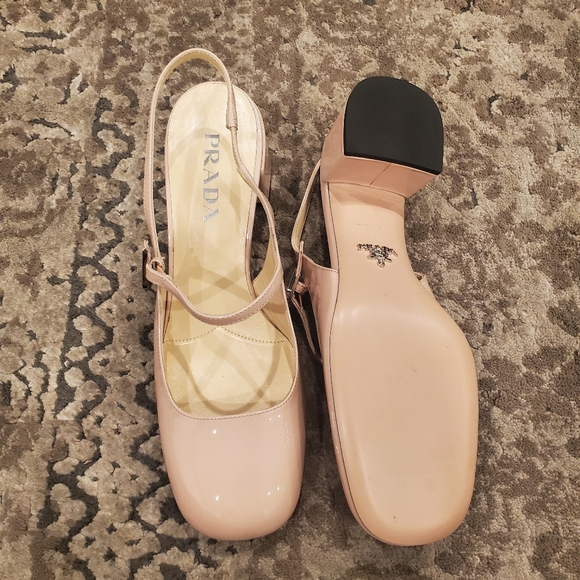 Prada Cipria Nude Patent Leather Mary Jane Slingback Pumps 39 - Picture 11 of 12